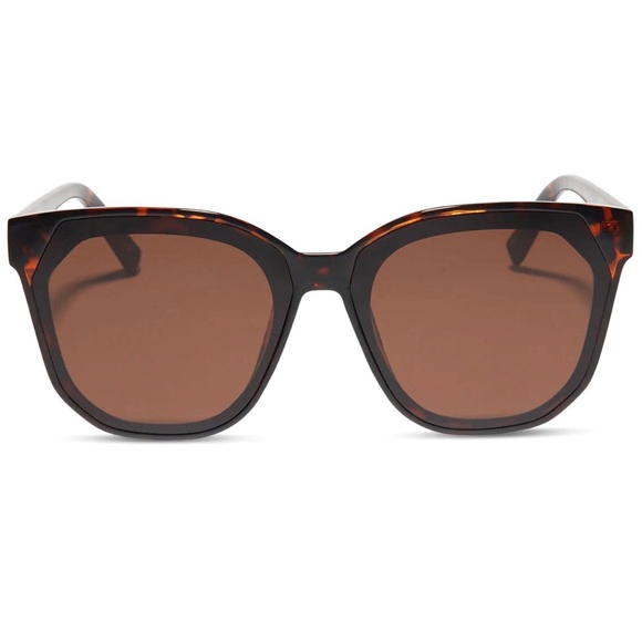 DIFF Sia Sunglasses Black Brown Tortoise Frame Solid Brown Lenses NIB - Picture 1 of 6